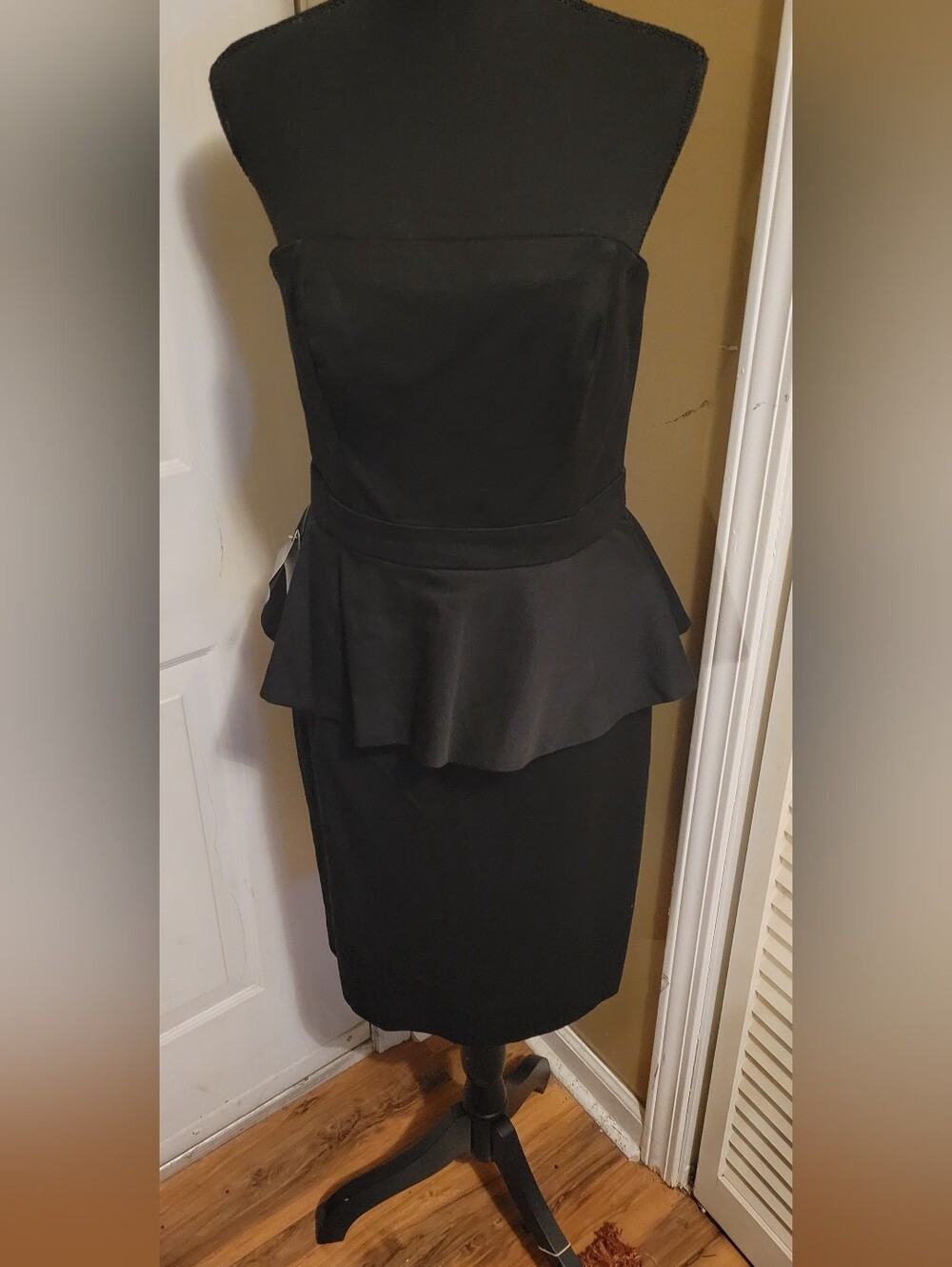 White House Black Market Black Strapless Peplum, Coctail Dress, Size 8, New